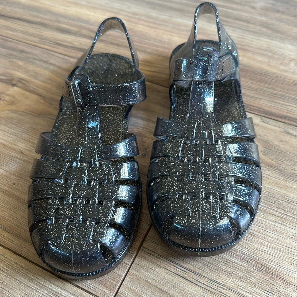 Kids Glittery Black Sandals